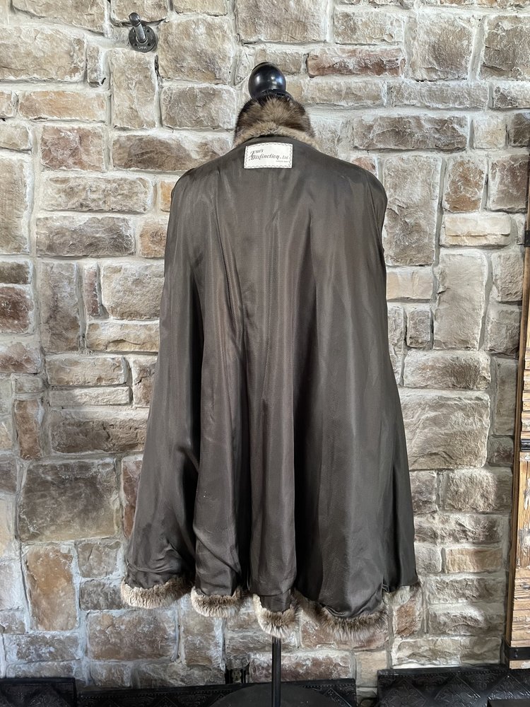 Furs of Distinction Hexagon Patterned Muskrat and Ranch Mink Intarsia Coat, Sz L