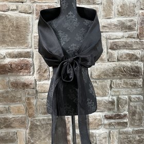 Eliza J Black Mesh Ribbon Shawl, OSFM