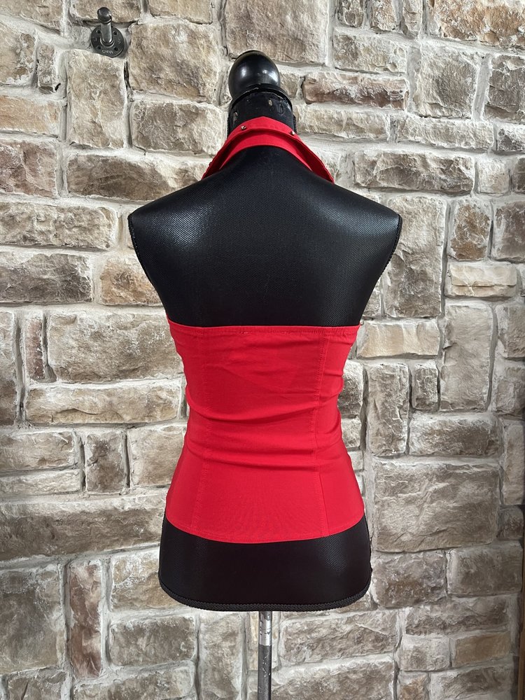 Lydia USA Red Halter Top with Rhinestone Trim Size S