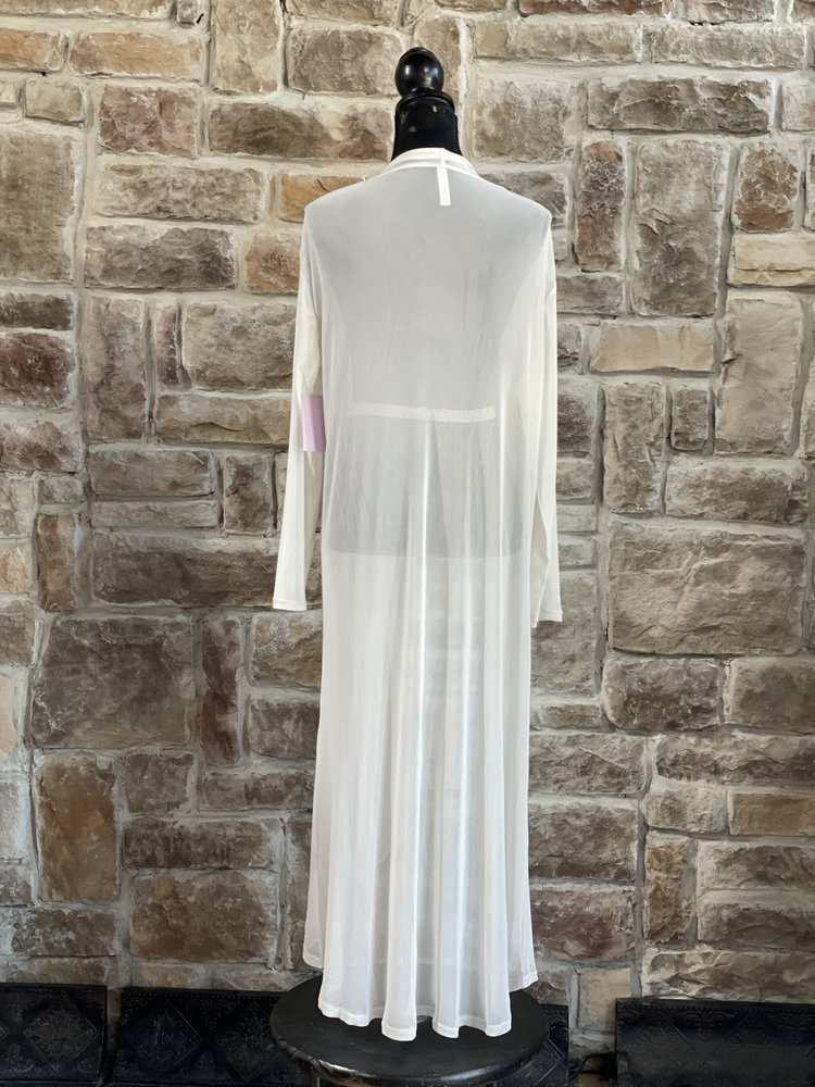 Zenana Outfitters Ivory Mesh Long Cardigan