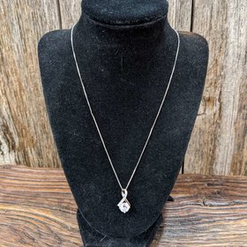 Sterling Silver Necklace w/CZ Swirl Pendant