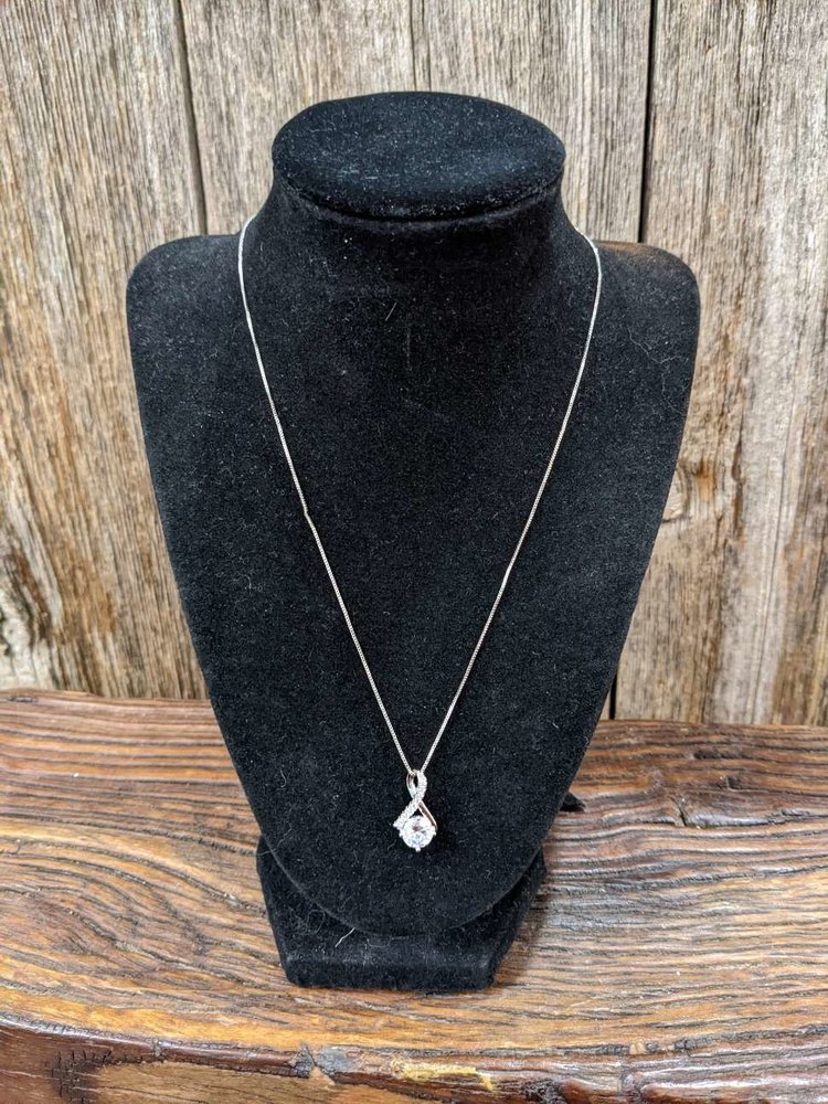 Sterling Silver Necklace w/CZ Swirl Pendant