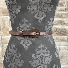 icco Accessories Dark Brown Genuine Leather Thin Paddle Belt, O/S