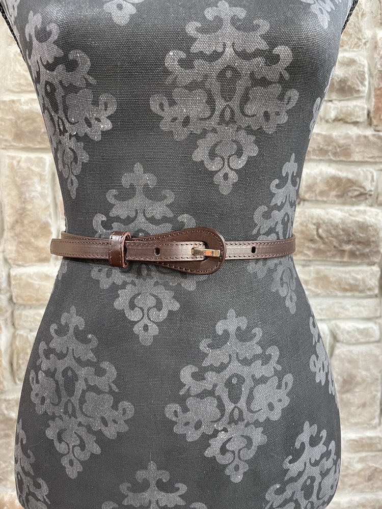 icco Accessories Dark Brown Genuine Leather Thin Paddle Belt, O/S