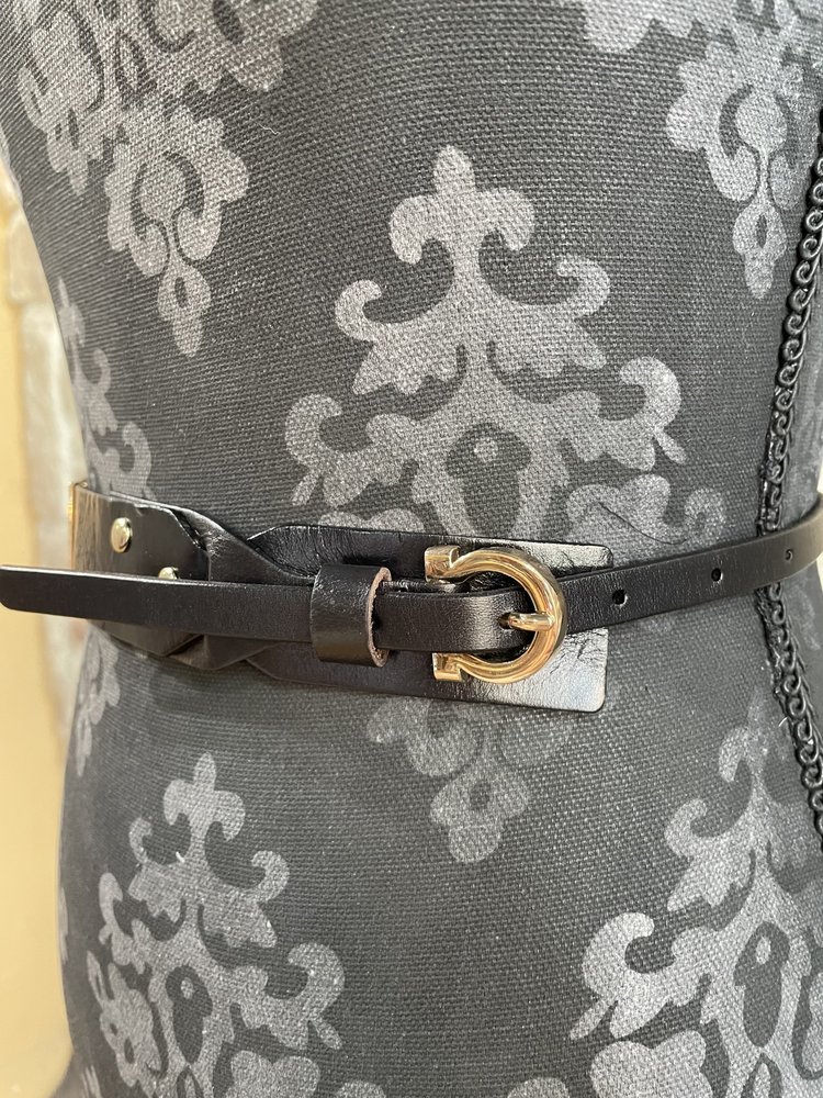 icco Accessories Black and Gold Metal Side Genuine Leather Belt, O/S