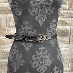 icco Accessories Black Genuine Leather Double Stitch Belt, O/S