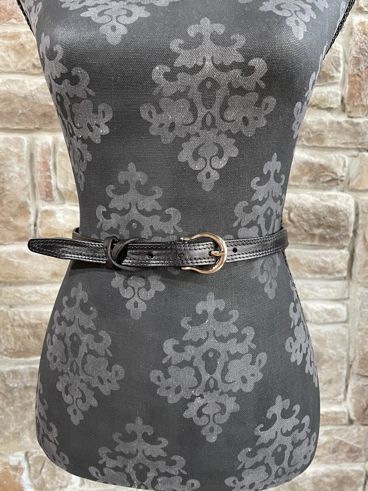 icco Accessories Black Genuine Leather Double Stitch Belt, O/S