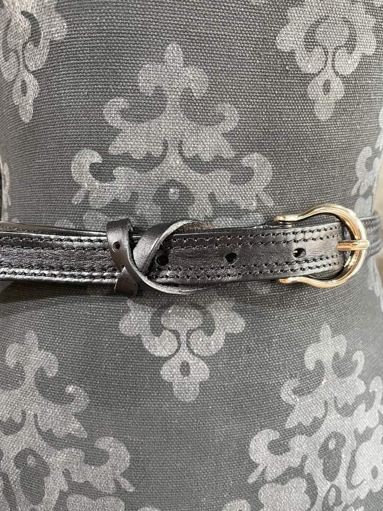 icco Accessories Black Genuine Leather Double Stitch Belt, O/S