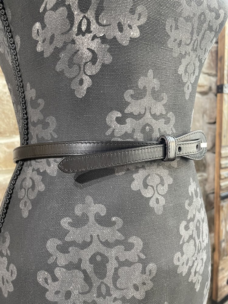 icco Accessories Black Genuine Leather Thin Paddle Belt, O/S