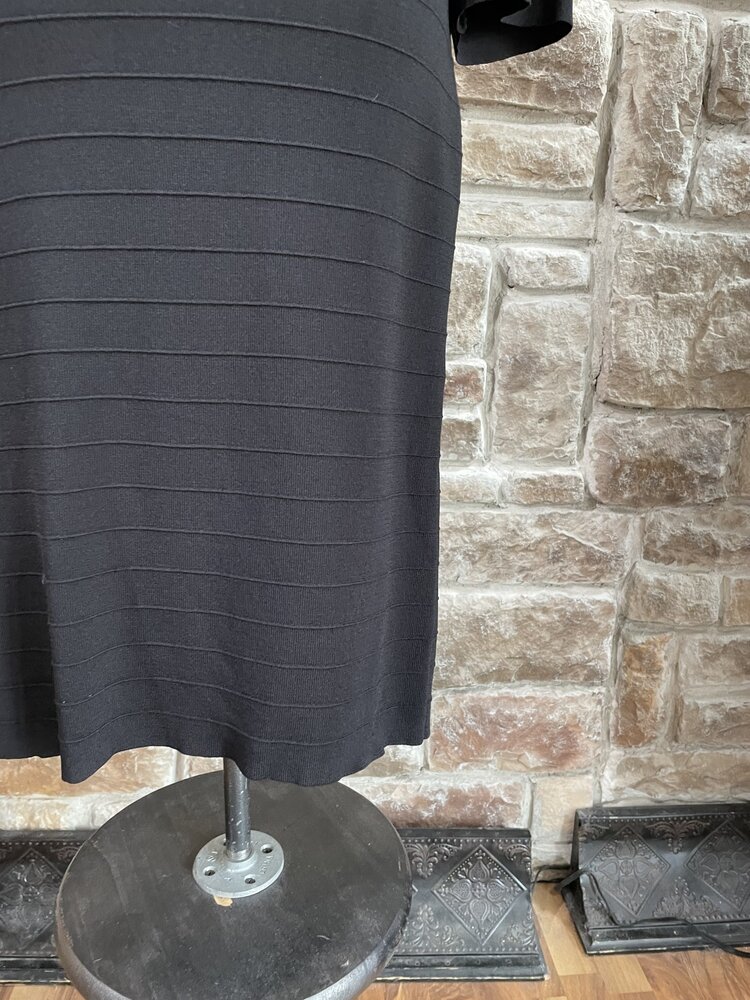 Mixt By Heidi Weisel Black Beaded Trim Square Neck Knit Bodycon Dress, Size XL