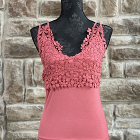 And The Why Coral Lace Bust Strappy Back Tank