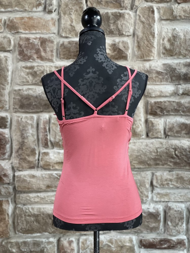 And The Why Coral Lace Bust Strappy Back Tank