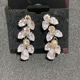 Gold Rhinestone Angel Earrings
