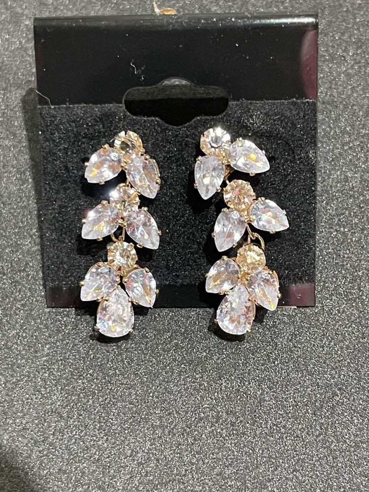 Gold Rhinestone Angel Earrings