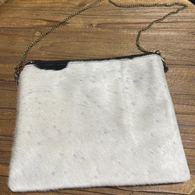 Fabulous MJ White and Black Animal Patterned Leather Crossbody Bag