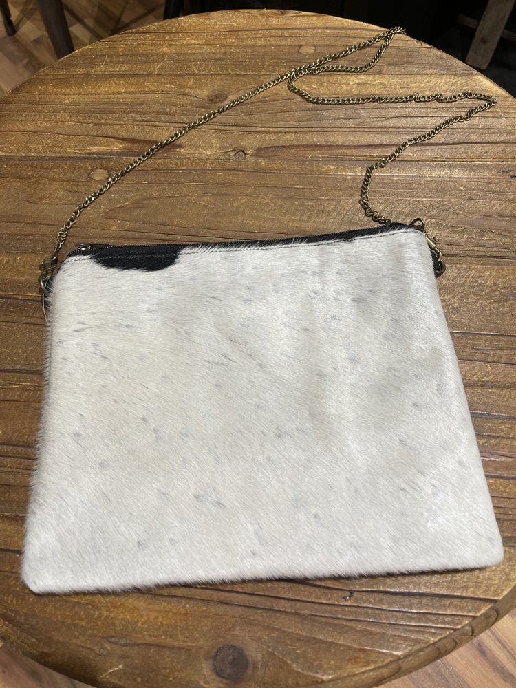 Fabulous MJ White and Black Animal Patterned Leather Crossbody Bag