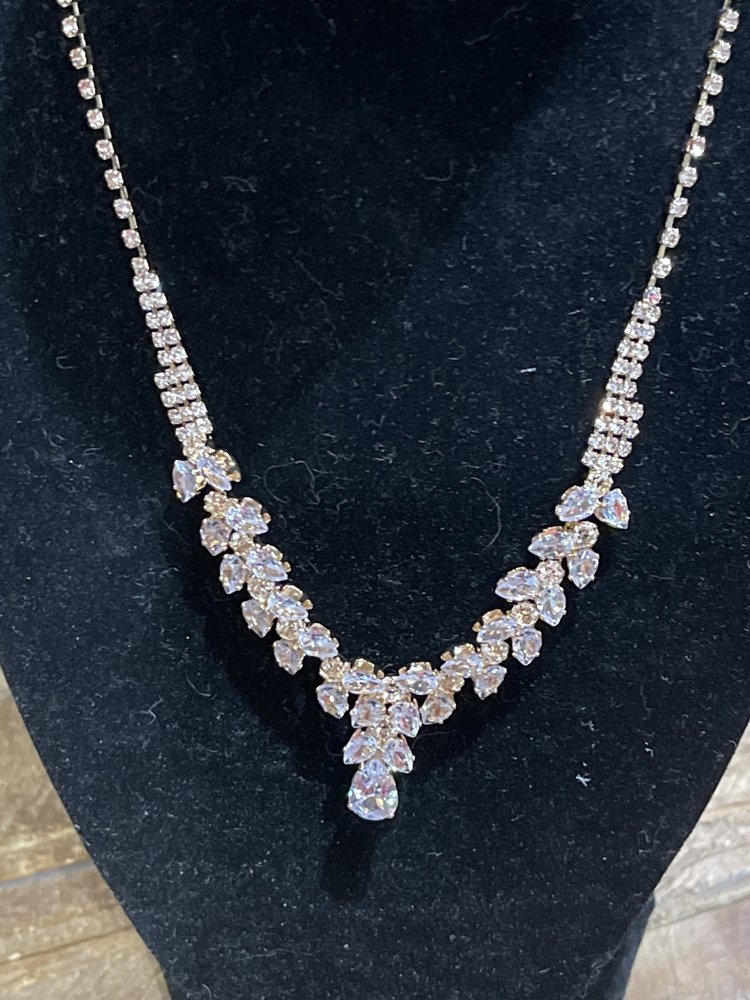 Gold Rhinestone Angel Necklace