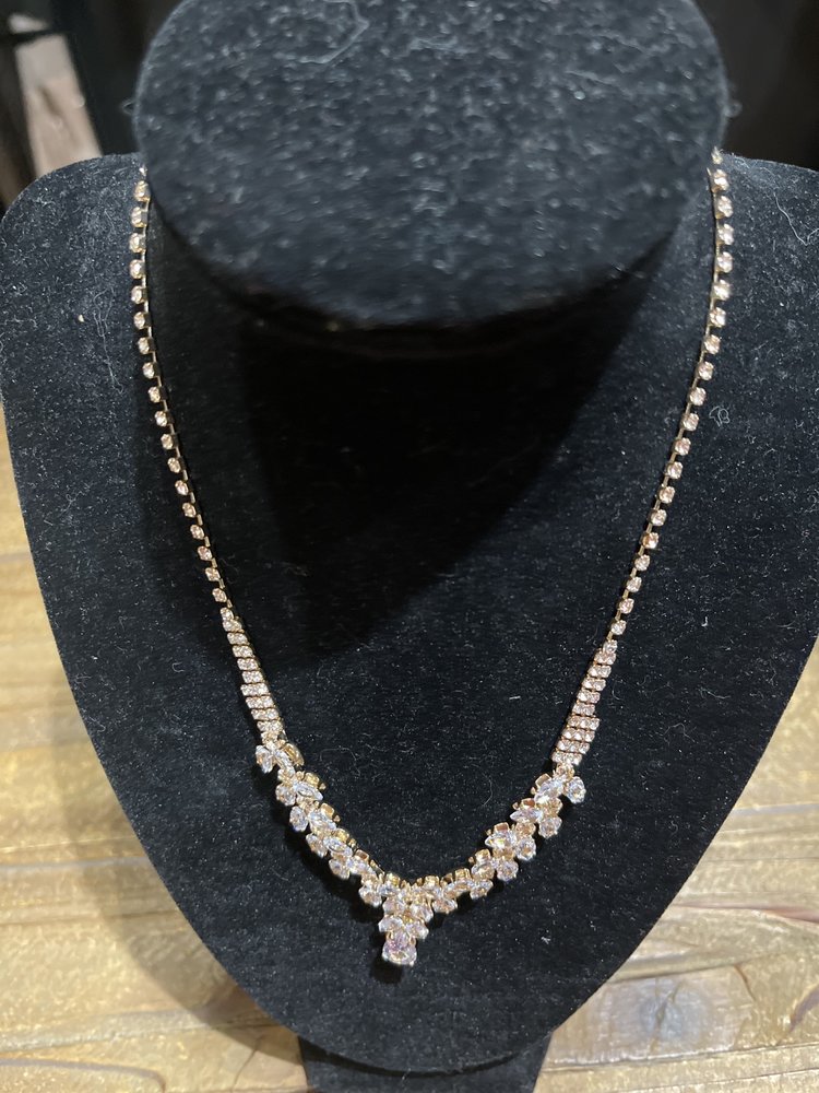 Gold Rhinestone Angel Necklace