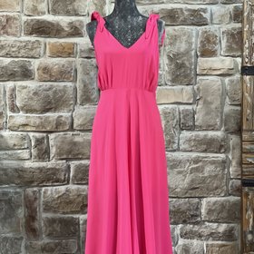 Betsey Johnson Bright Pink Side Tie Crepe Dress, Size 14W