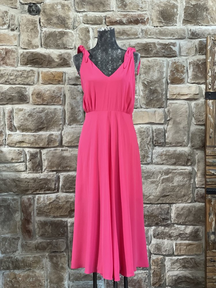 Betsey Johnson Bright Pink Side Tie Crepe Dress, Size 14W