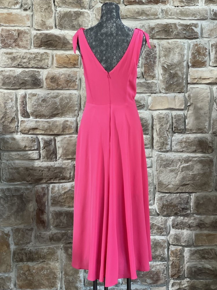 Betsey Johnson Bright Pink Side Tie Crepe Dress, Size 14W