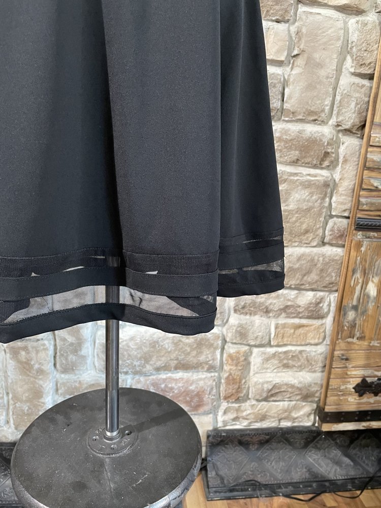 NY Collection Black Mesh Bottom 3/4 Sleeve Dress, Size PS