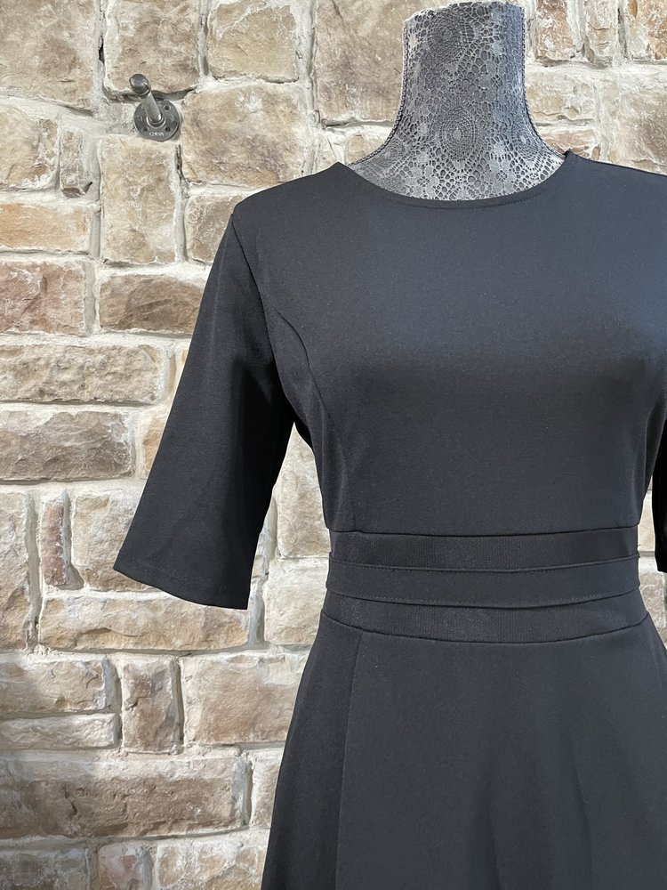 NY Collection Black Mesh Bottom 3/4 Sleeve Dress, Size PS