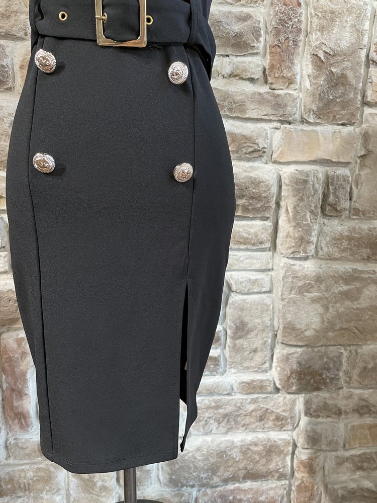 ReVamped Black Gold Button Blazer Dress, Size XS