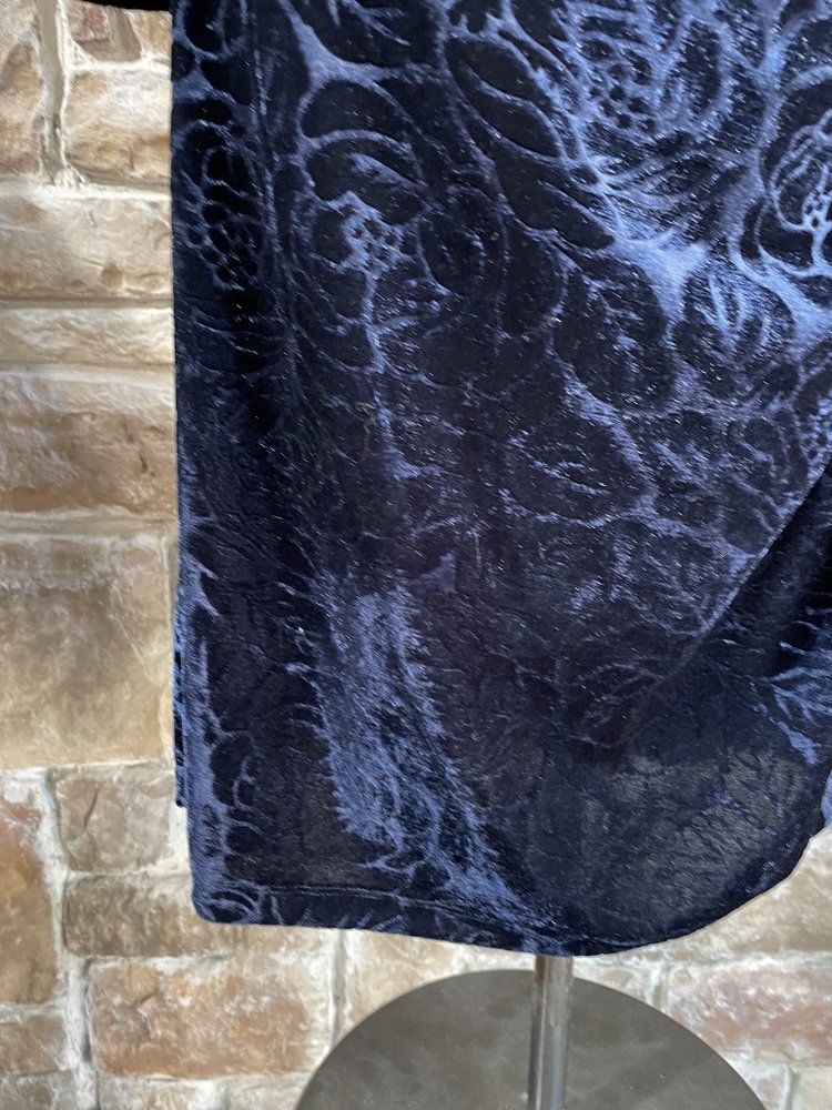 Anne Klein Navy Velvet Burnout Long Sleeve Dress, Size L