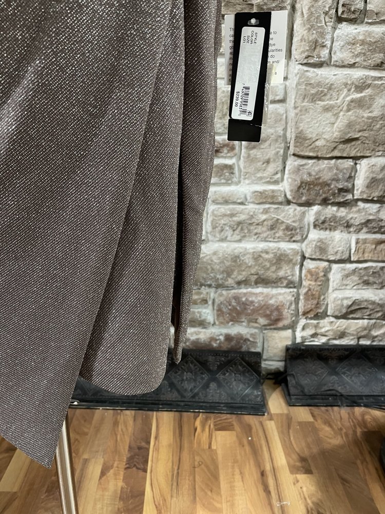 Betsy & Adam Taupe Shimmer Ruched Long Sleeve Dress