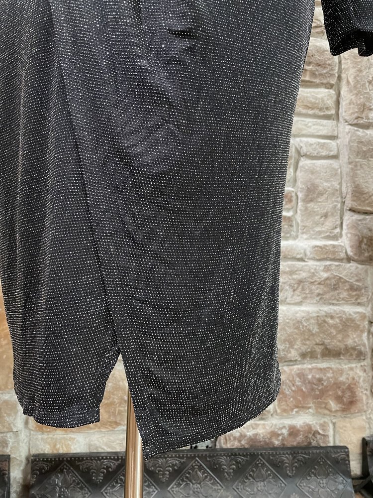 Rachel Roy Black Shimmer Ruched Long Sleeve Glitter Dress, Size 16W