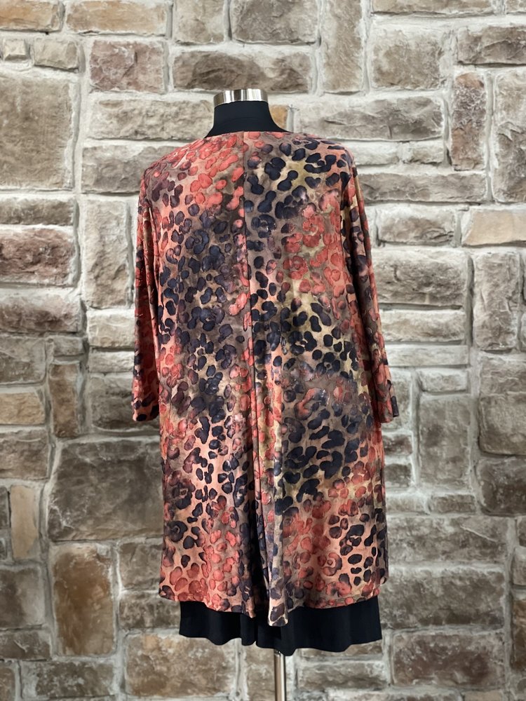 Connected Apparel Black w/ Animal Print Cover Dress, Size 22W