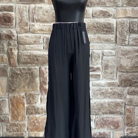 C-mode Black Rayon Side Button Pants