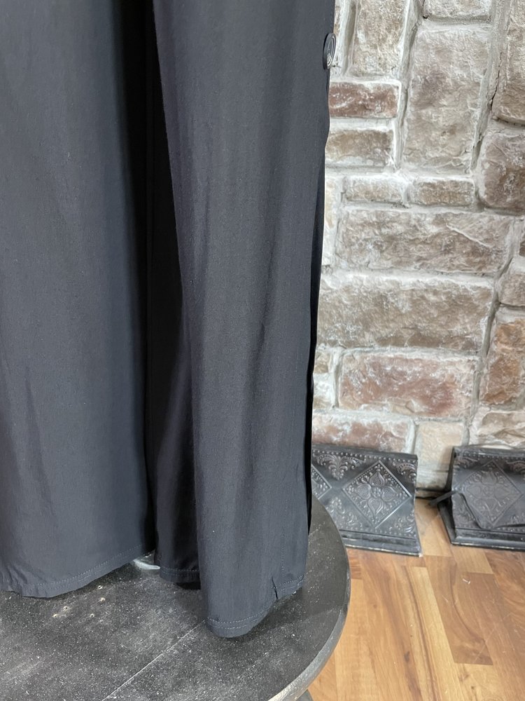 C-mode Black Rayon Side Button Pants