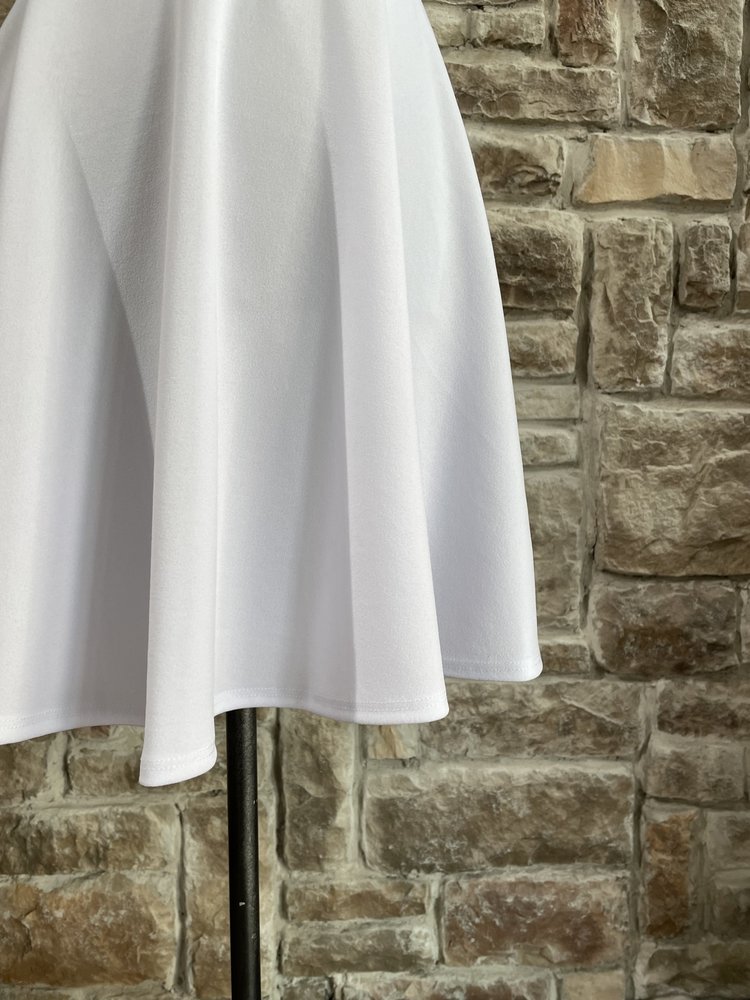 White 3 Row Rhinestone Mesh V Dress