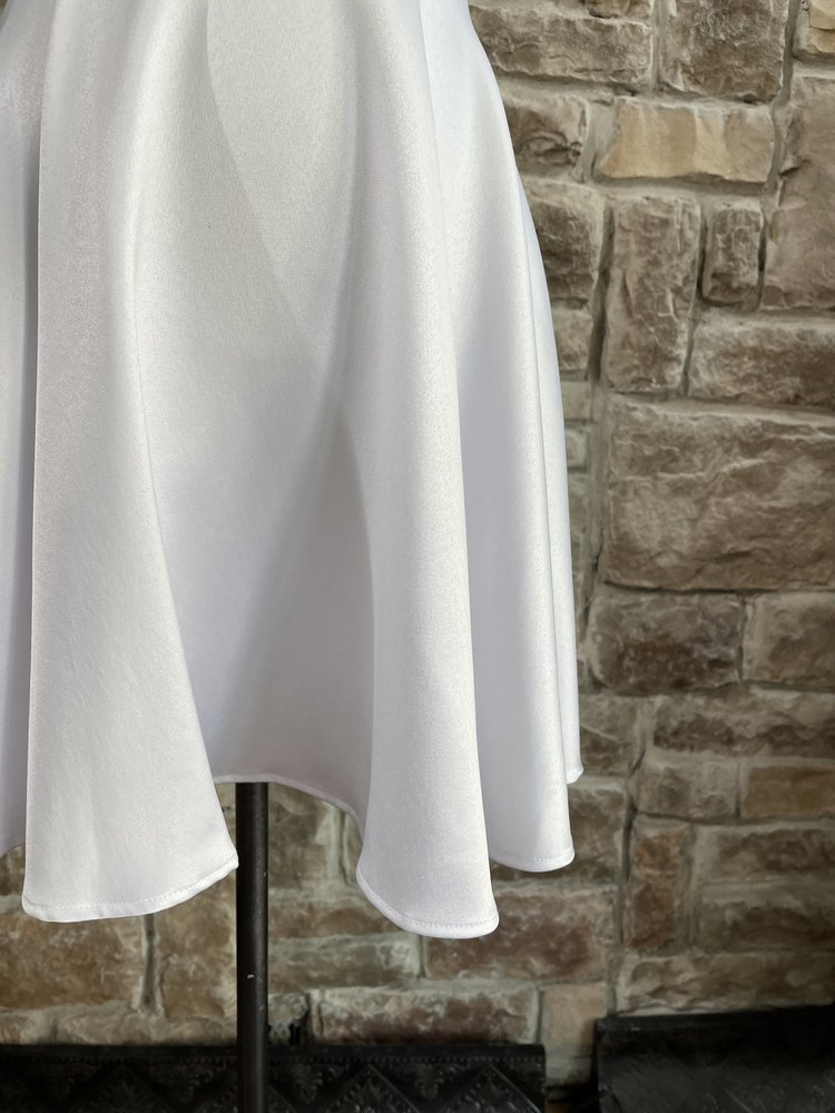 La Scala White Stretch Satin Strappy Back Dress