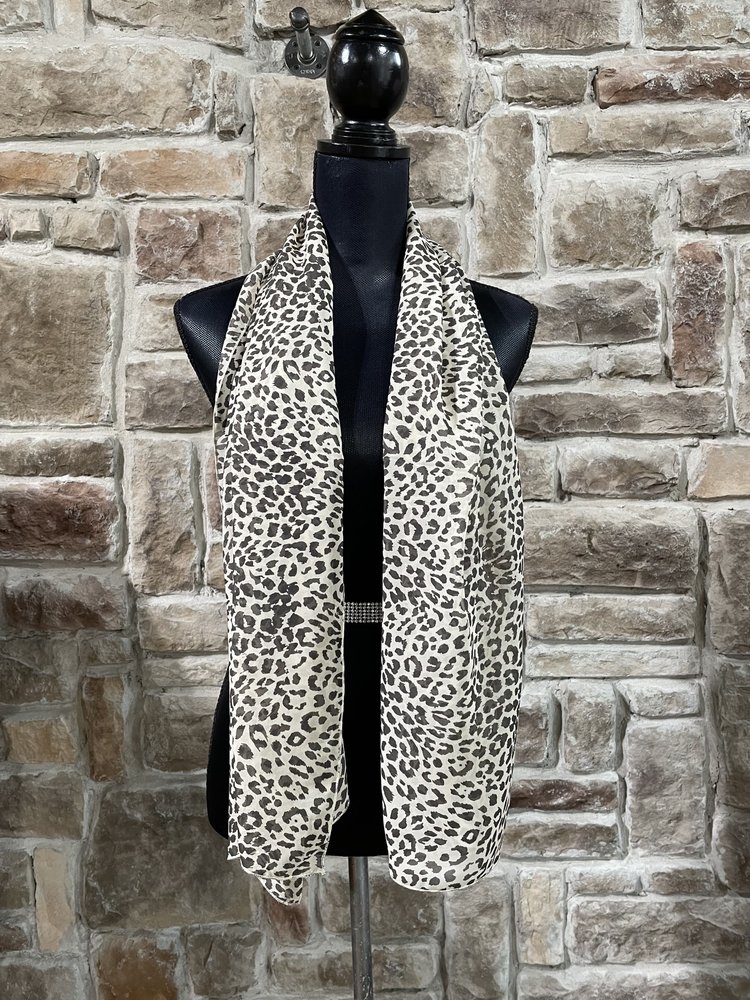 Tan Leopard Print Scarf 24" x 56"