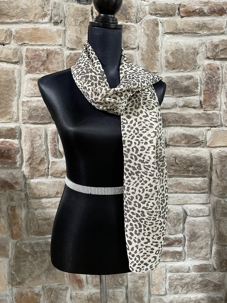 Tan Leopard Print Scarf 24" x 56"