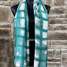 Teal Watercolor Scarf 18" x 56"