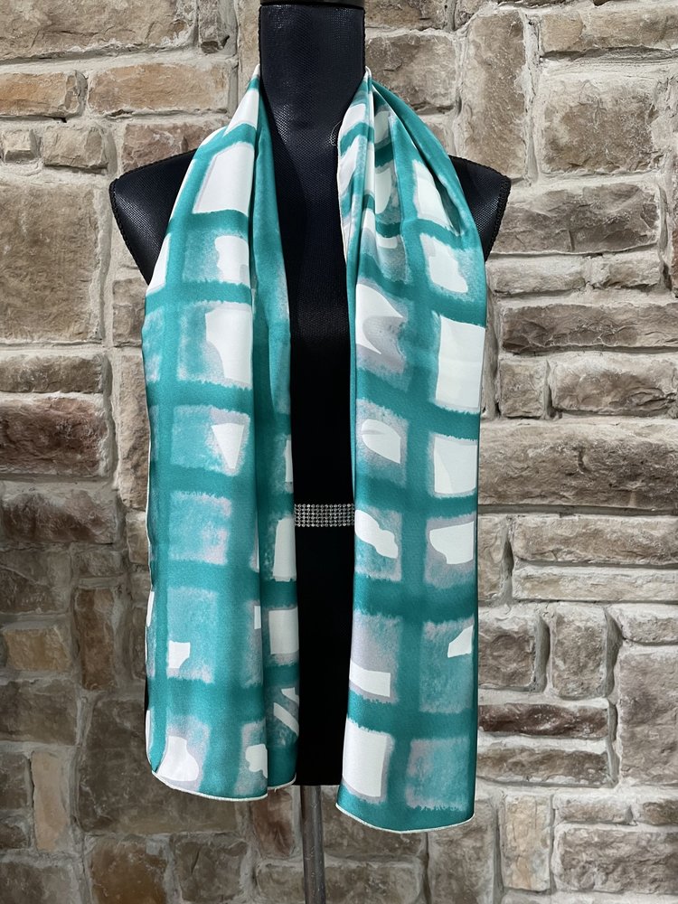 Teal Watercolor Scarf 18" x 56"