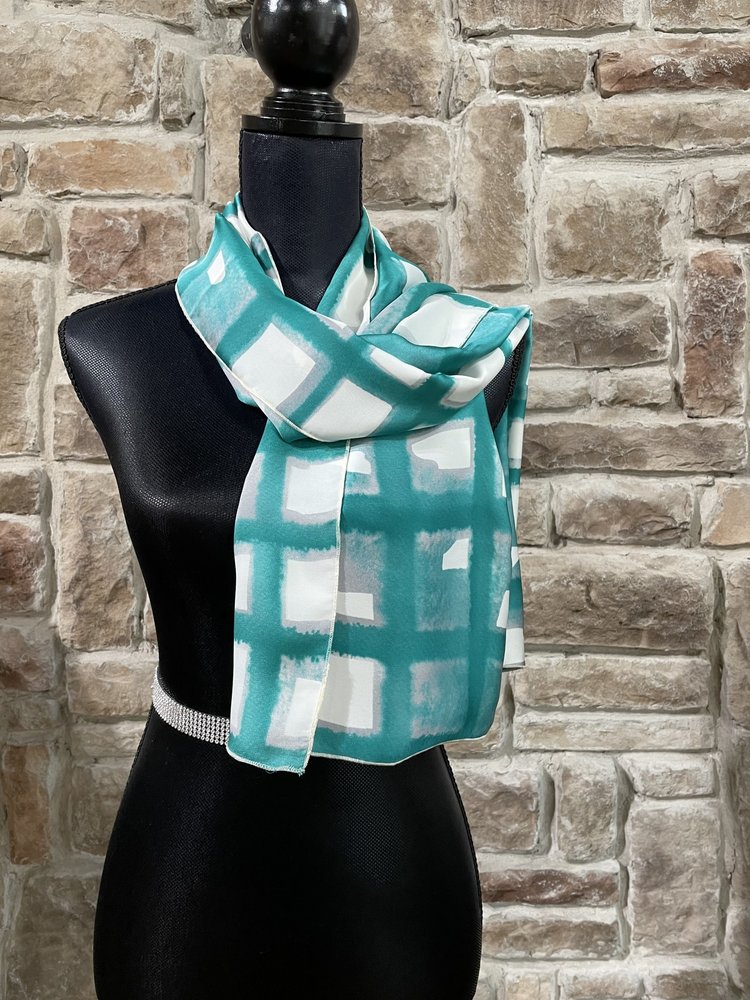 Teal Watercolor Scarf 18" x 56"