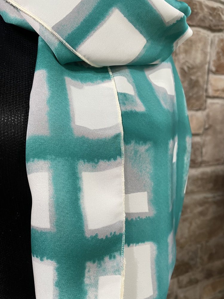 Teal Watercolor Scarf 18" x 56"