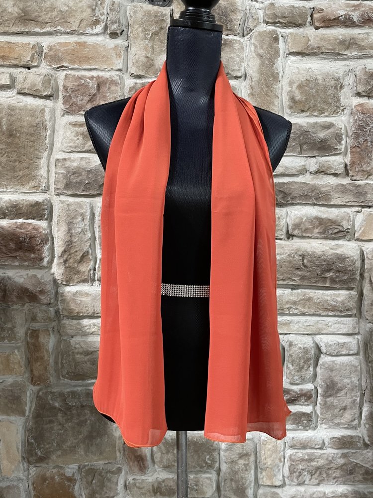 Orange Chiffon Scarf 17" x 56"