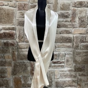 Ivory Textured Satin Wrap, 14.25" x 82.5"