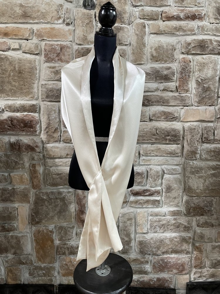 Ivory Textured Satin Wrap, 14.25" x 82.5"