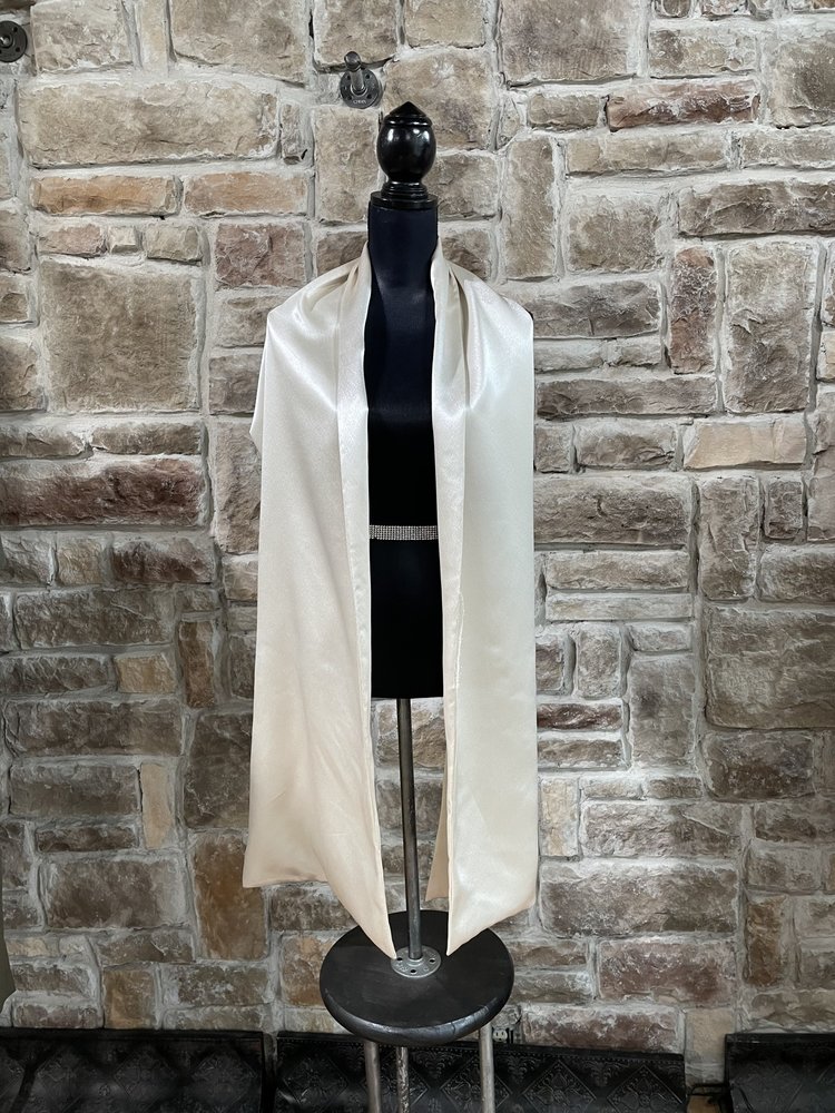 Ivory Textured Satin Wrap, 14.25" x 82.5"