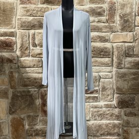 Zenana Outfitters Blue Mesh Long Cardigan