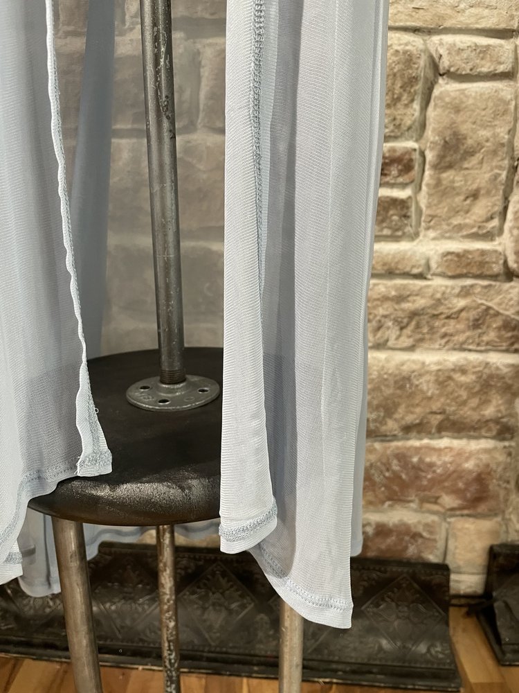 Zenana Outfitters Blue Mesh Long Cardigan