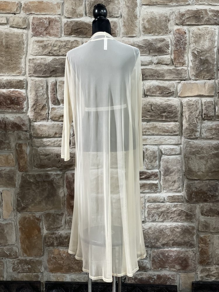 Zenana Outfitters Beige Mesh Long Cardigan