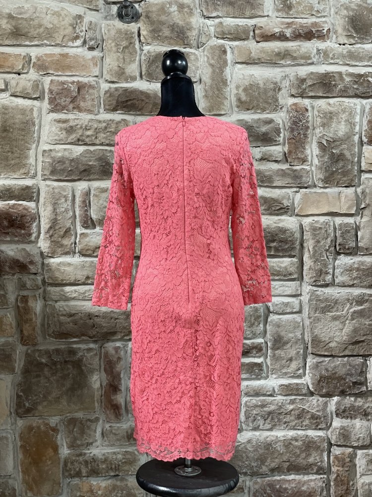 American Living Coral Lace Long Sleeve Sheath Dress, Size 8